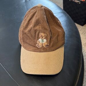 Bundle 2 Listings for $15😀Brown Corduroy Cap with Bear Embroidery